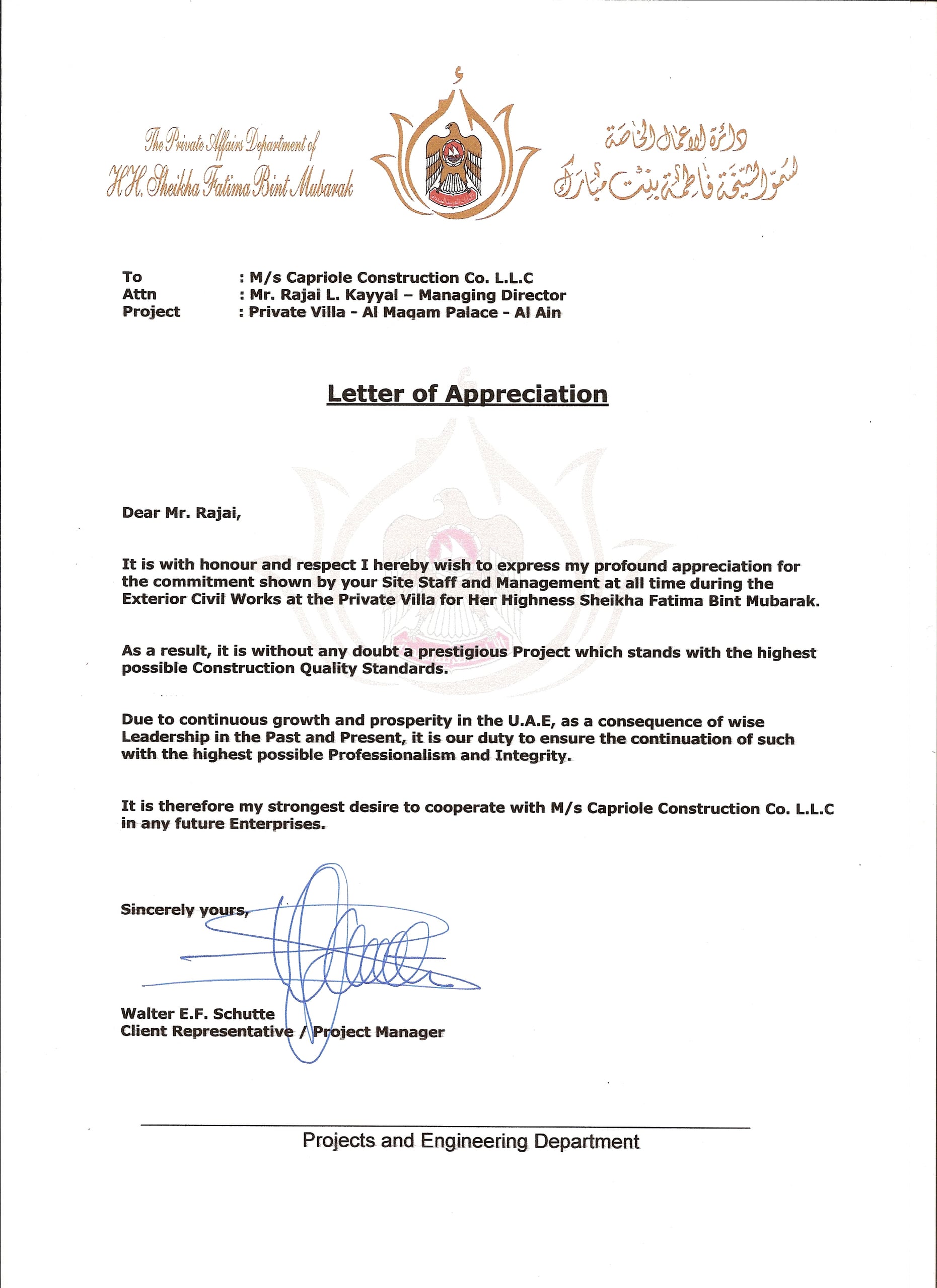 Letter of Appreciation
